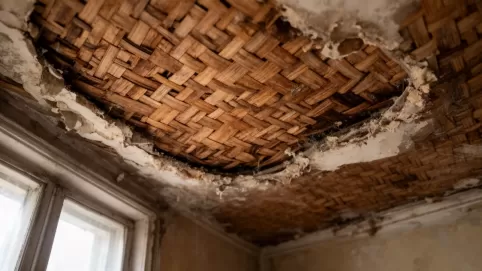 Sufit z trzciny remont